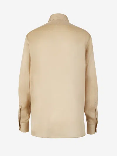 Shop Tom Ford Silk Pleated Plaster Shirt In Pleated Patch Design On The Front