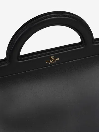Shop Valentino Garavani Leather Shopper Briefcase In Logo Printed On The Front