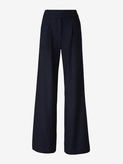Shop Veronica Beard Wide Pleated Pants In Navy Colour