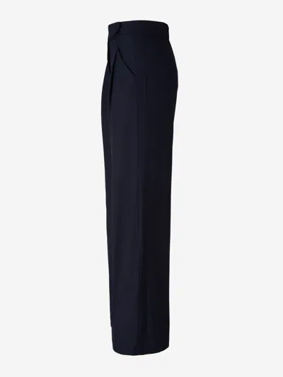 Shop Veronica Beard Wide Pleated Pants In Navy Colour