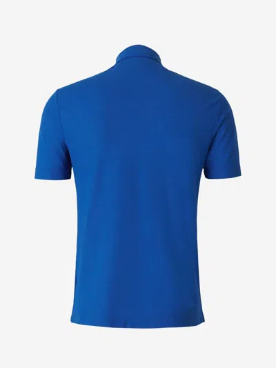 Shop Zanone Plain Cotton Polo In Blue