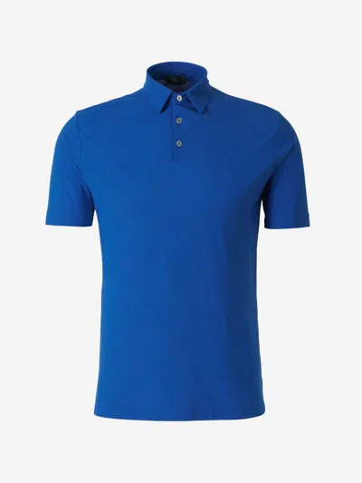 Shop Zanone Plain Cotton Polo In Blue