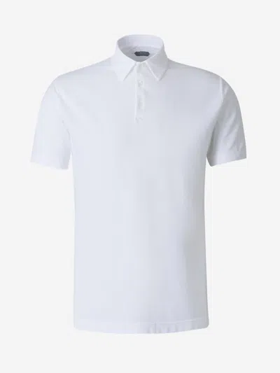 Shop Zanone Plain Cotton Polo In White