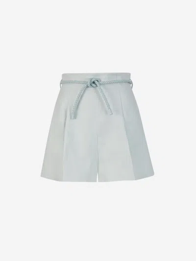 Shop Zimmermann Natura Linen Shorts In Removable Leather Rope Belt