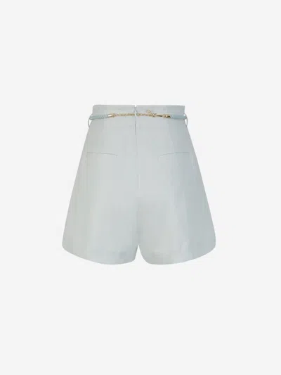 Shop Zimmermann Natura Linen Shorts In Removable Leather Rope Belt