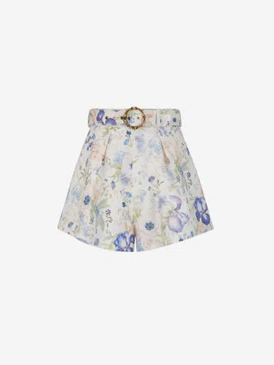 Shop Zimmermann Natura Tuck Shorts In Floral