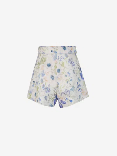 Shop Zimmermann Natura Tuck Shorts In Floral