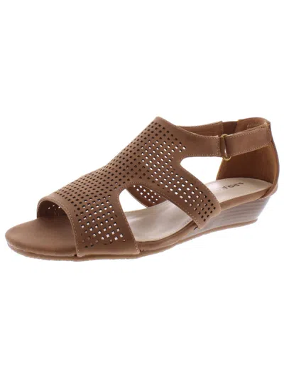 Shop Array Tati Womens Leather Perforated Wedges In Brown