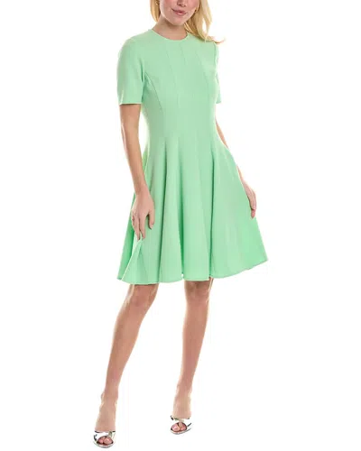 Shop Oscar De La Renta Circle Cut Wool-blend Dress In Green