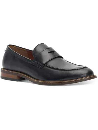 Shop Vince Camuto Mens Leather Slip-on Loafers In Black