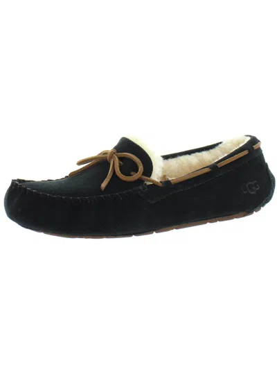 Ugg Dakota Womens Suede Shearling Lined Moccasin Slippers In Black