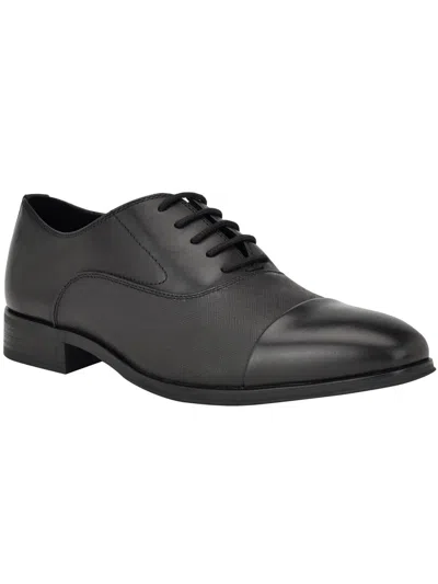 Shop Calvin Klein Drew Mens Leather Lace-up Oxfords In Black