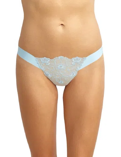 Shop Commando Crown Embroidered Thong Panty In Something Blue In Multi