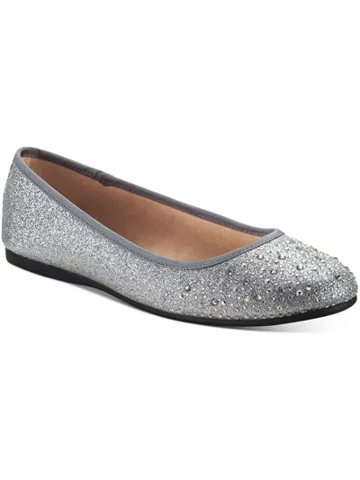 Shop Style & Co Angelyn Womens Glitter Slip-on Ballet Flats In Silver