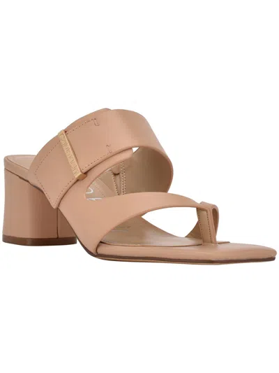 Shop Calvin Klein Briella Womens Leather Thong Heels In Brown