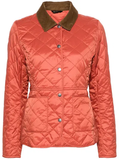 Shop Barbour Deveron Quilt Clothing In Or74 Gerbera/pale Pink