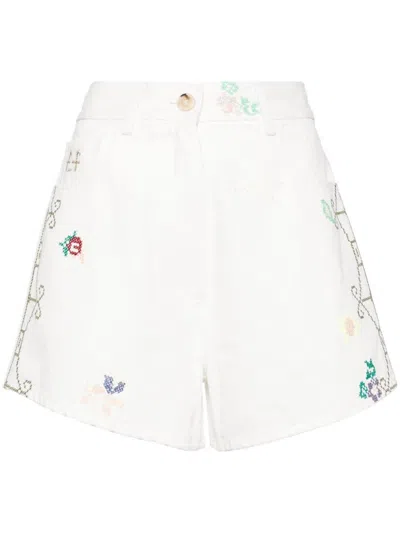Shop Forte Forte Forte_forte Embroidered Cotton Shorts In White