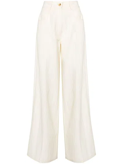 Shop Forte Forte Forte_forte Cotton Blend Trousers In Ivory