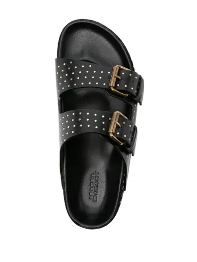 Shop Isabel Marant Lennyo Leather Sandals In Black