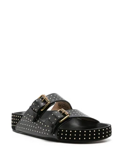 Shop Isabel Marant Lennyo Leather Sandals In Black