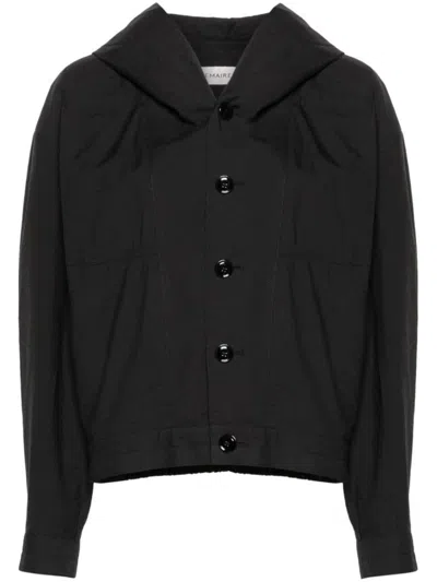 Shop Lemaire Cotton Blend Hooded Jacket In Black