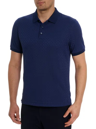 Robert Graham Aaron Checkered Knit Polo In Navy