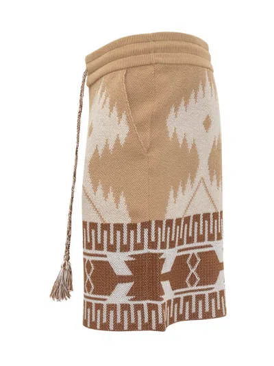 Shop Alanui Bermuda Shorts With Icon Piquet Pattern In Brown