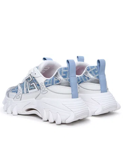 Shop Balmain 'b-east' Blue Cotton Blend Sneakers