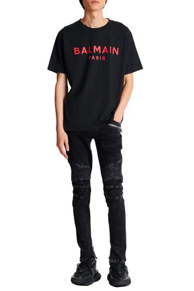 Shop Balmain T-shirts And Polos In Noir/rouge
