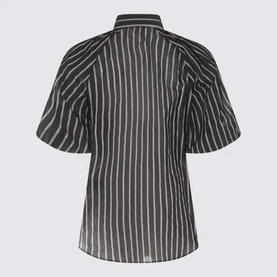Shop Brunello Cucinelli Black And White Cotton-silk Blend Shirt