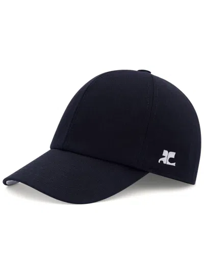 Shop Courrèges Logo-embroidered Cotton Baseball Cap In Black