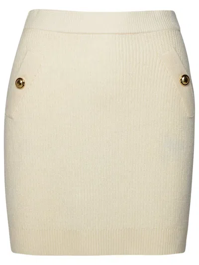 Shop Michael Kors Ivory Cashmere Blend Miniskirt In Avorio