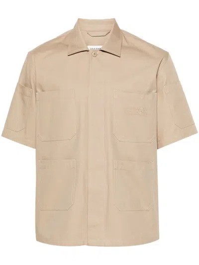 Shop Mm6 Maison Margiela Shirt With Embroidery In Brown