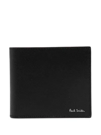 Shop Paul Smith Signature Stripe Balloon Leather Wallet In Black