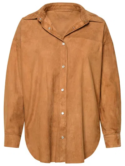 Shop Salvatore Santoro Brown Leather Shirt