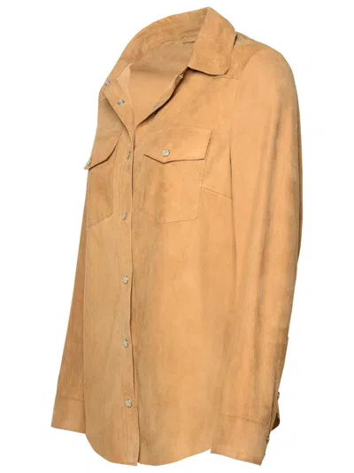 Shop Salvatore Santoro Beige Leather Shirt