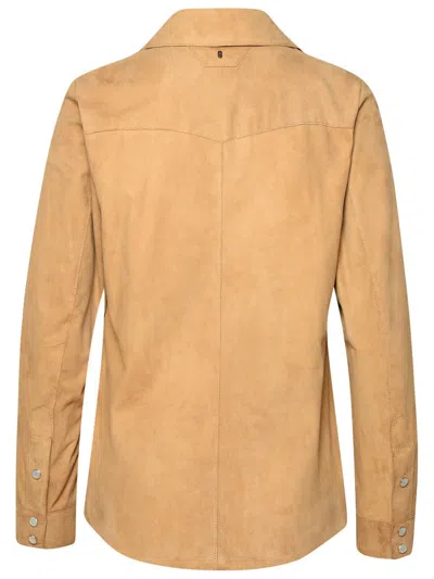 Shop Salvatore Santoro Beige Leather Shirt