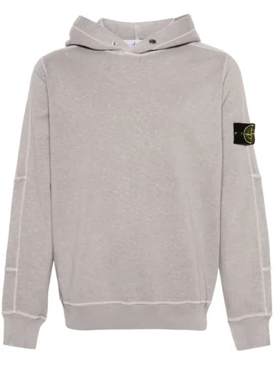 Shop Stone Island Hooded Sweatshirt "old" Treatment In Malfilé Fleece In Gray