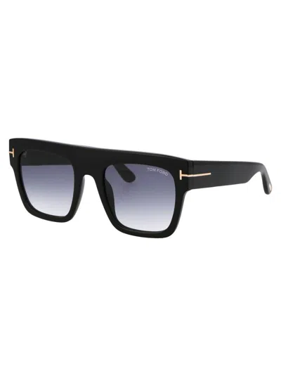 Shop Tom Ford Sunglasses In 01b Nero Lucido / Fumo Grad