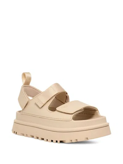 Shop Ugg Goldenglow Flatform Sandals In Sea Salt