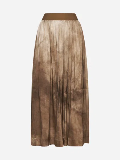 Shop Uma Wang Gillian Silk Long Skirt In Dark Rose