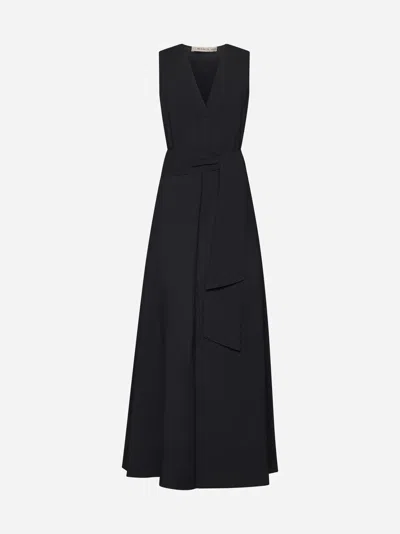 Shop Blanca Vita Aralia Linen-blend Long Dress In Black