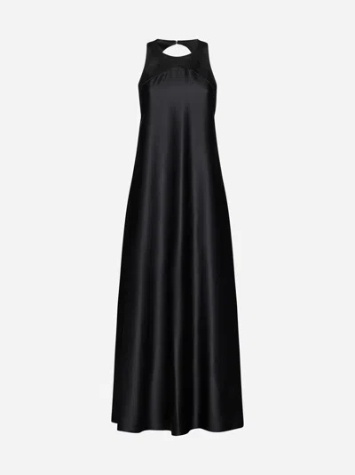 Shop Giorgio Armani Rhinestone Silk Long Dress In Black