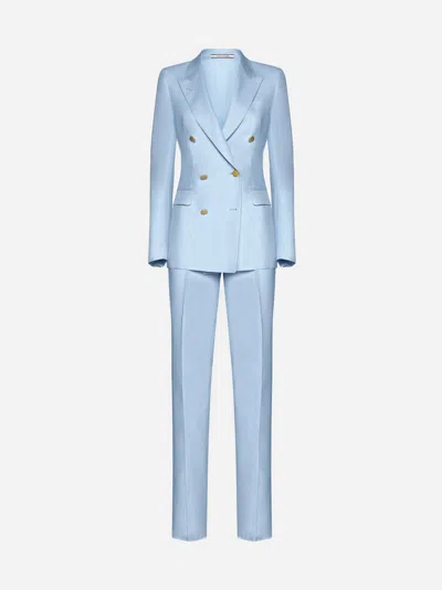 Shop Tagliatore Parigi Linen Suit In Light Blue