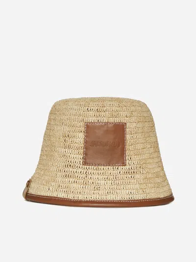 Shop Jacquemus Le Bob Soli Straw Hat In Light Brown