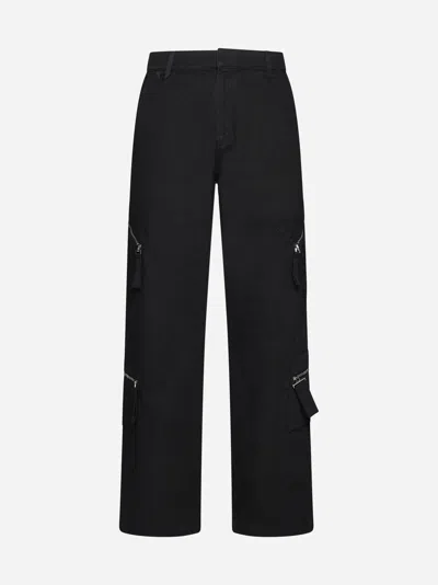 Shop Jacquemus Marrone Cotton Cargo Trousers In Black