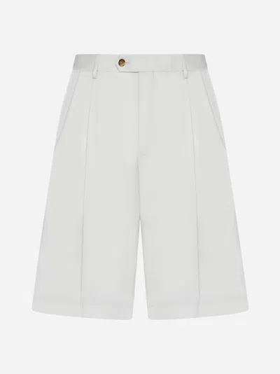 Shop Lardini Stretch Cotton Shorts In White