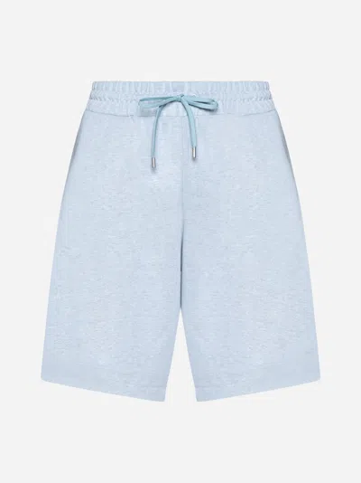 Shop Lardini Viscose Jersey Shorts In Sky Blue