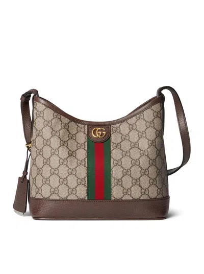 Shop Gucci Ophidia Gg Small Shoulder Bag In Nude & Neutrals