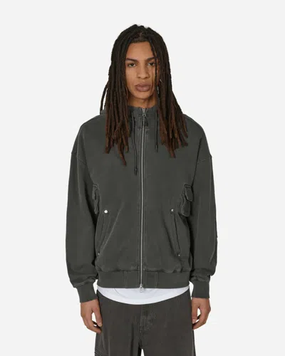 Shop Unaffected Dyed 4p Zip-up Hoodie Charcoal In Black